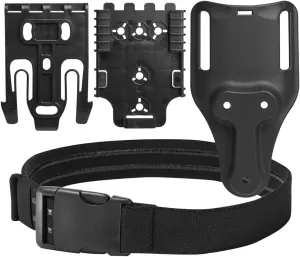 Quick Locking System Kit Included QLS Fork and Plate with Mid-Ride UBL Universal Belt Loop and Quick-Release Elastic Leg Strap for Duty Belt Holster