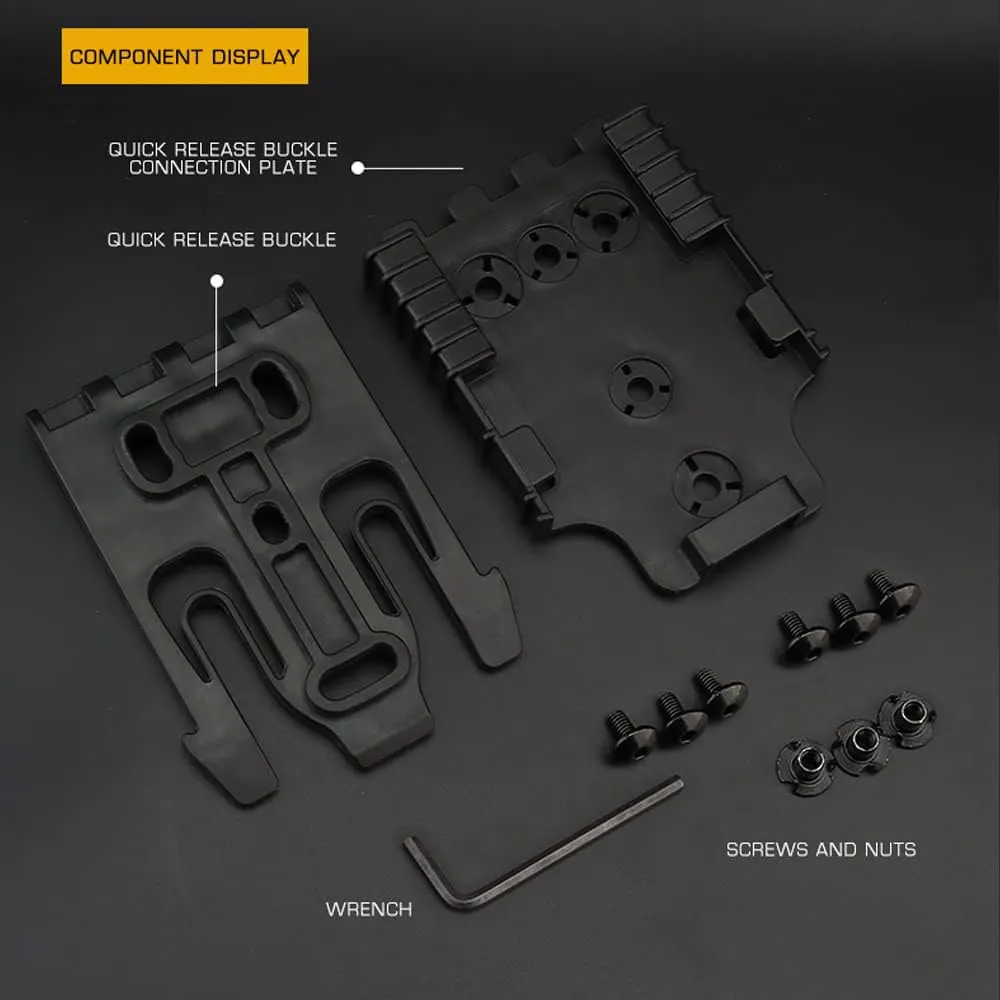 Quick Locking System Kit, with Holster Thigh Straps,2.5" Mid-Ride Belt Loop Platform, QLS 22 19 Adapter Base