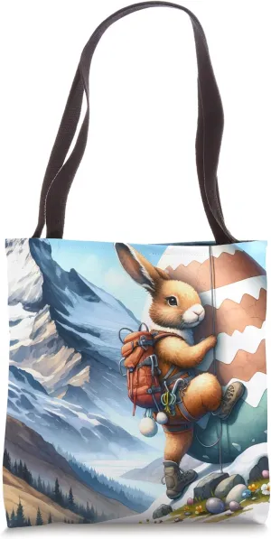 Rabbit Climbs Easter Orb Mountain. Gear Determined Ascent Tote Bag