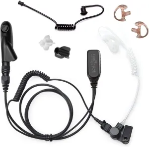 Radio Earpiece, Compatible with Harris XG-100 XG-100P XL-185 XL-185P XL-185Pi XL-200 XL-200P and XL-200Pi, EP1348QR-PTT Quick Release Hawk Lapel Police Mic, Includes Exclusive Accessory Pack
