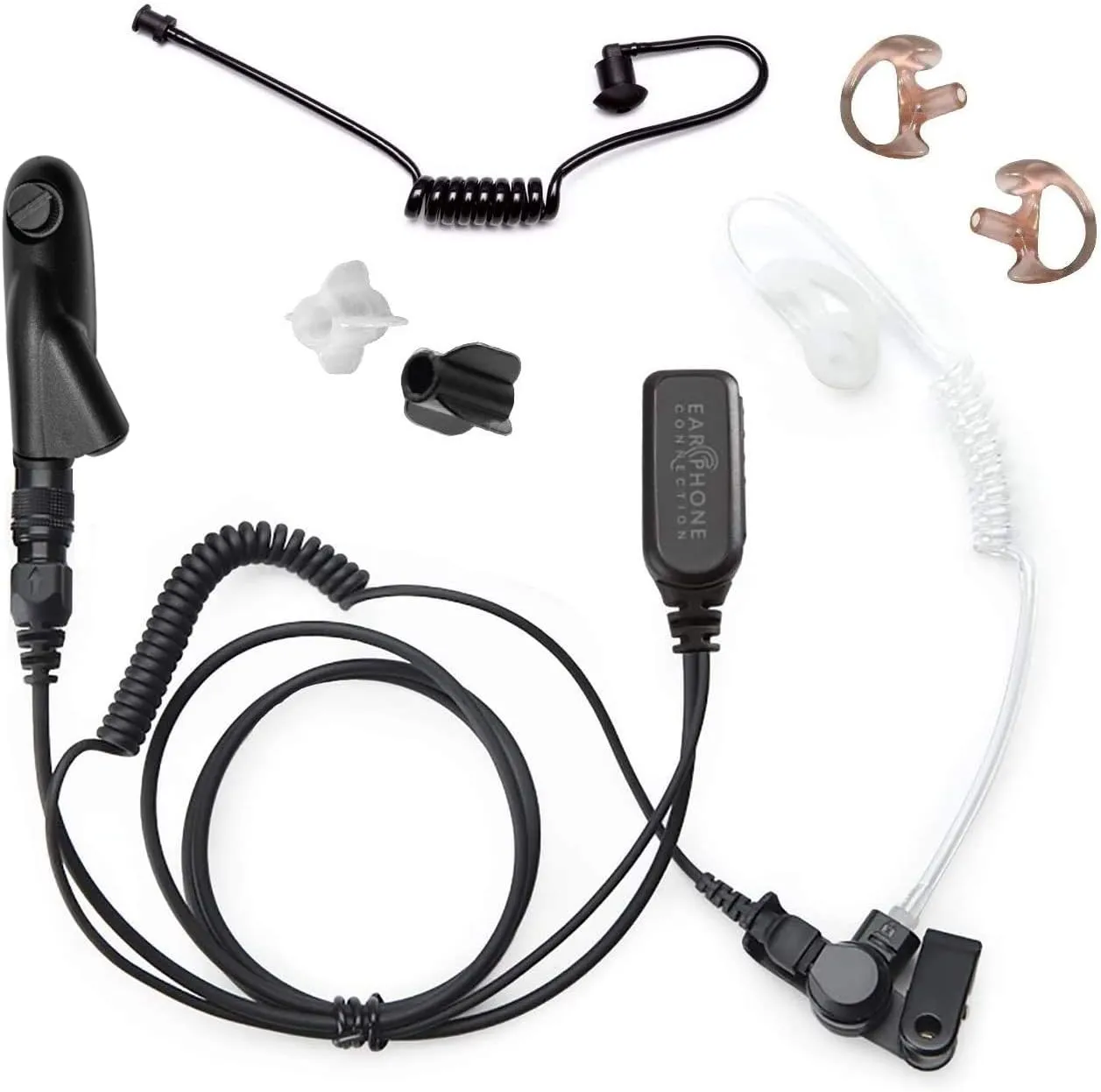 Radio Earpiece, Compatible with Harris XG-100 XG-100P XL-185 XL-185P XL-185Pi XL-200 XL-200P and XL-200Pi, EP1348QR-PTT Quick Release Hawk Lapel Police Mic, Includes Exclusive Accessory Pack