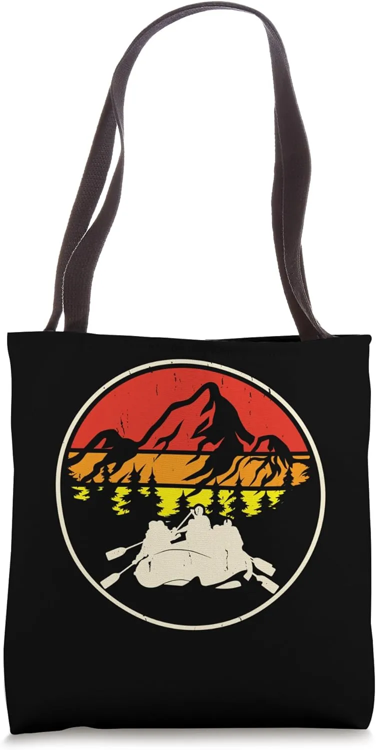 Rafting Sunset Vintage Retro Tote Bag