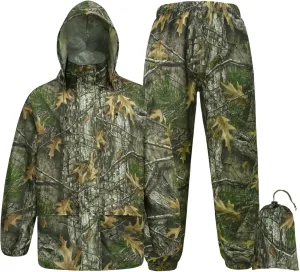 Rain Suits for Men Waterproof - Rain Jacket Pants Adults Rain Gear Lightweight Raincoat with Hood Hunting Camo