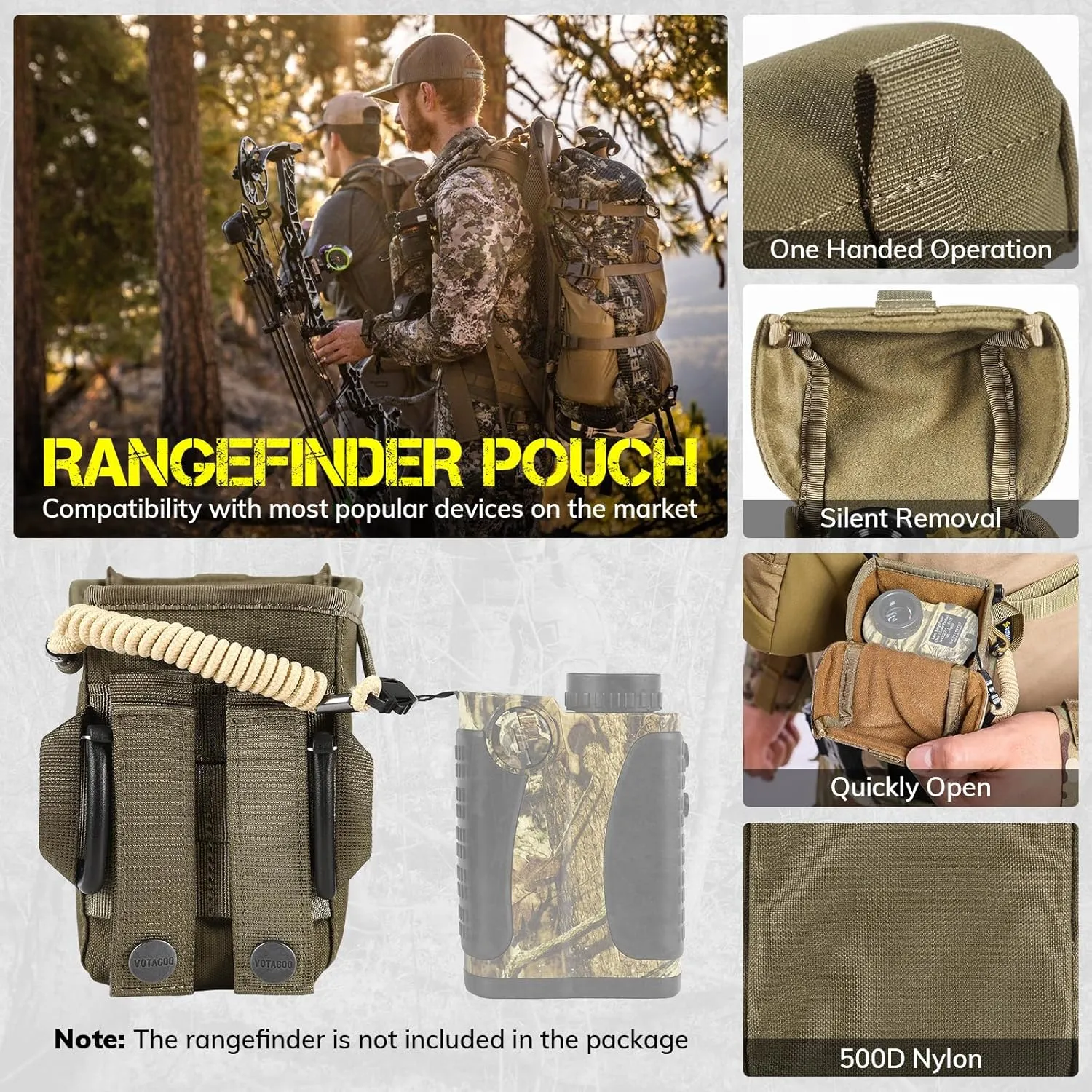 Rangefinder Pouch with Protective Padding and Quick-Release Buckle, Molle Compatiblefor Binocular Packs, Tactical Hunting Bag Accessory