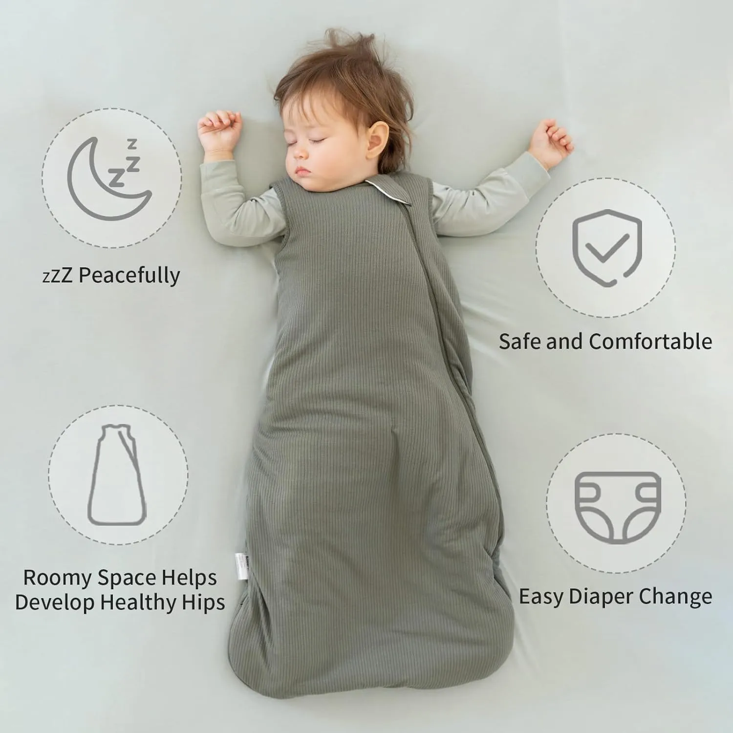 Rayon Made from Bamboo Sleep Sack 18-24 Months 1.0 Tog Supersoft & Breathable Toddler Sleep Sack 2t Baby Wearable Blanket with 2-Way Zipper Unisex Sleeping Bag for Babies