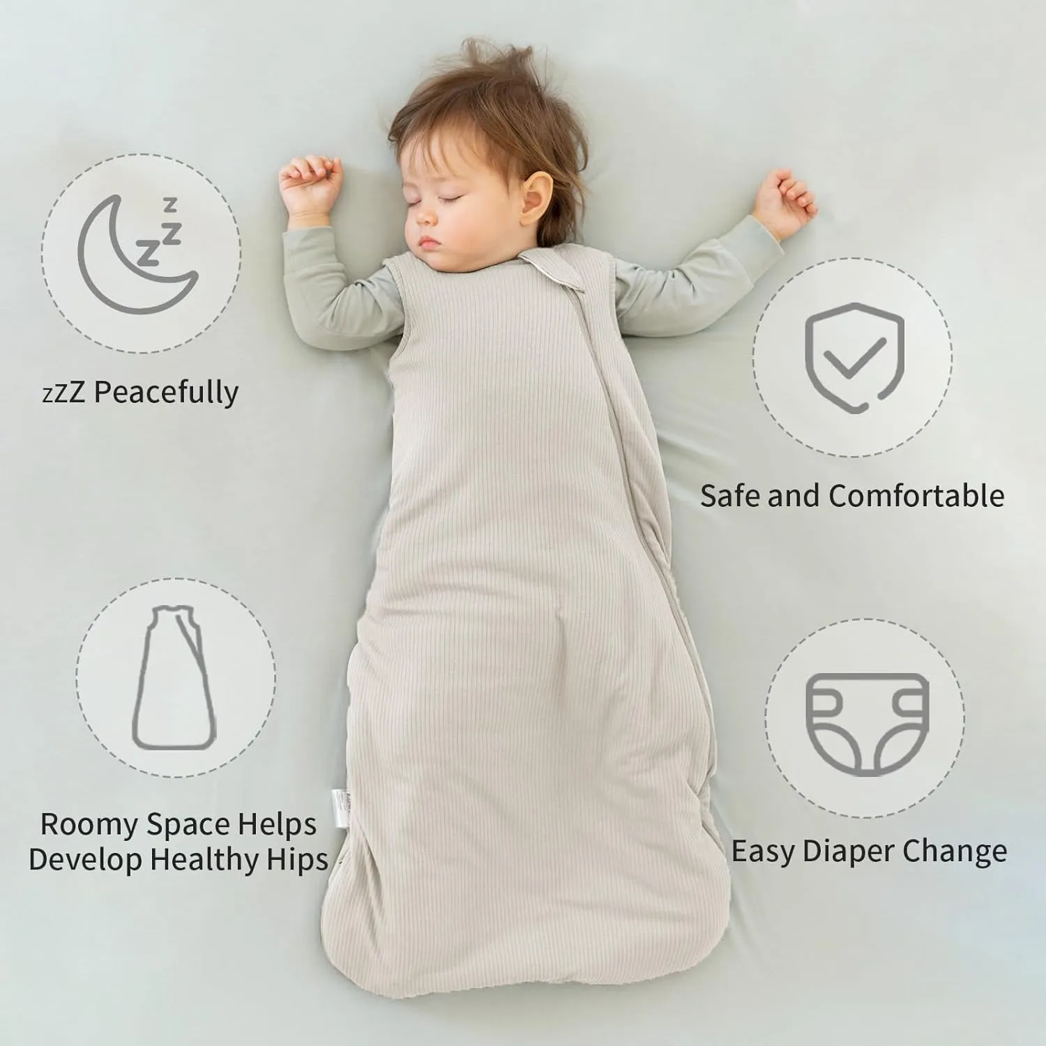 Rayon Made from Bamboo Sleep Sack 18-24 Months 1.0 Tog Supersoft & Breathable Toddler Sleep Sack 2t Baby Wearable Blanket with 2-Way Zipper Unisex Sleeping Bag for Babies