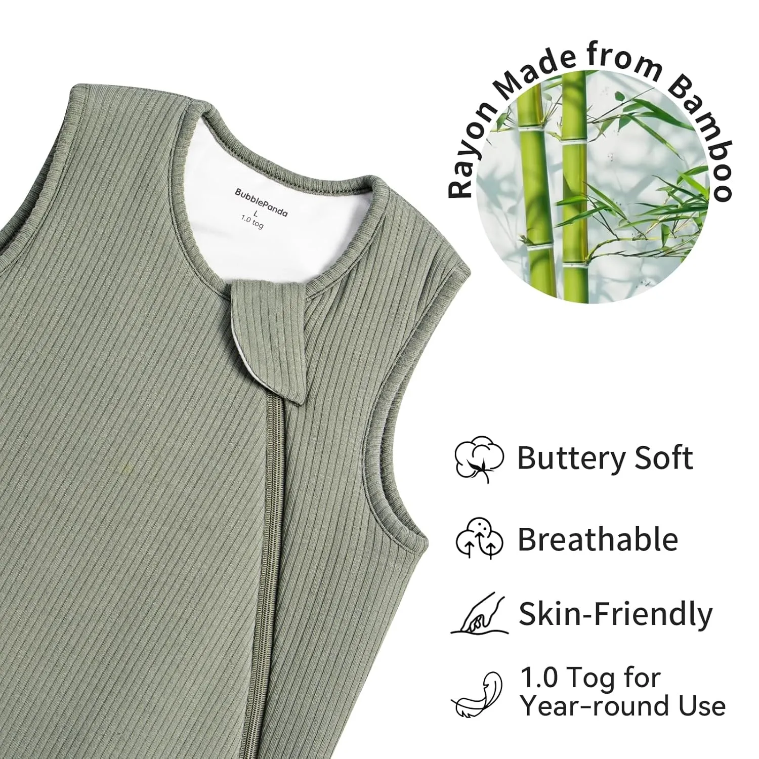 Rayon Made from Bamboo Sleep Sack 18-24 Months 1.0 Tog Supersoft & Breathable Toddler Sleep Sack 2t Baby Wearable Blanket with 2-Way Zipper Unisex Sleeping Bag for Babies