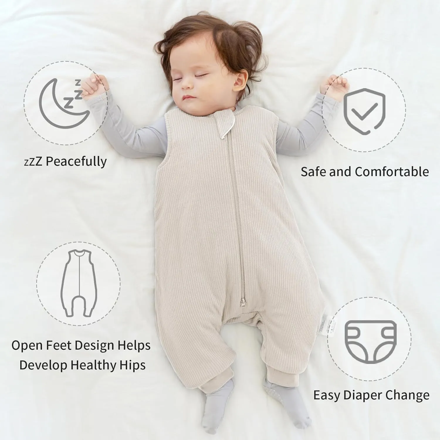 Rayon Made from Bamboo Toddler Sleep Sack with Feet 12-24 Months 1.0 Tog Breathable Sleep Sack 1t-2t Ultra Soft Baby Wearable Blanket with Legs Unisex Sleeping Bag with 2-Way Zipper