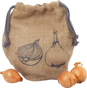 REDECKER Onion Bag, Reusable Burlap and Cotton Produce Sack with Drawstring Closure, Keeps Onion Fresh, 10-1/2 x 9-1/2 inches