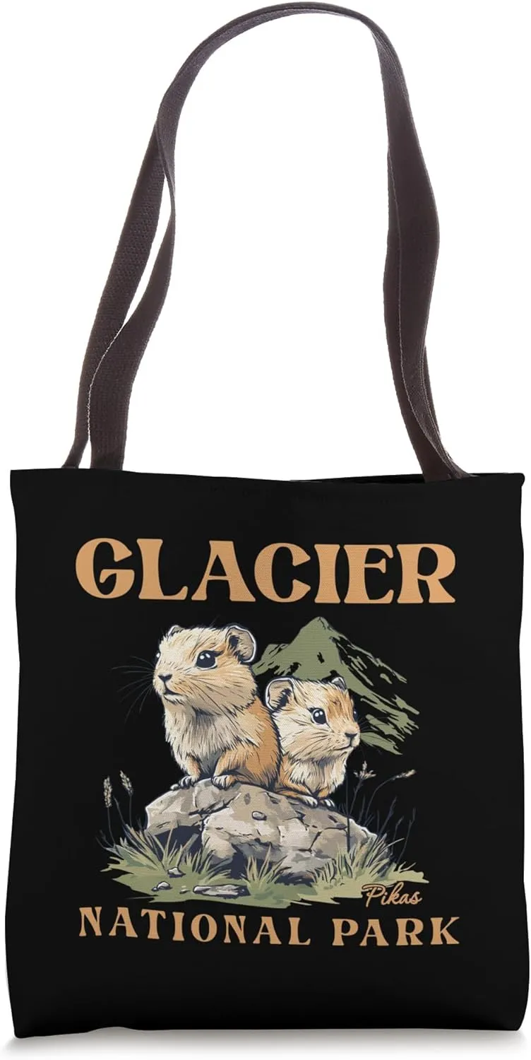 Retro Glacier National Park Pikas Lover Hiking Montana Tee Tote Bag