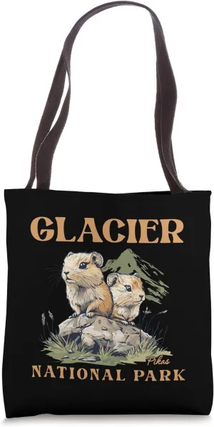 Retro Glacier National Park Pikas Lover Hiking Montana Tee Tote Bag