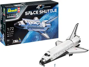 Revell Gift Set 05673 Space Shuttle 40th Anniversary 1:72 Scale Unbuilt Plastic Model Kit with Contacta Professional Glue, Paintbrush & Selected Aqua Color Paints