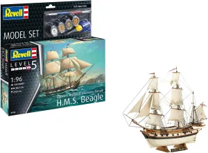 Revell Model Set 65458 Model Set HMS Beagle 1:96 Scale Unbuilt/Unpainted Plastic Model Kit with Accessories