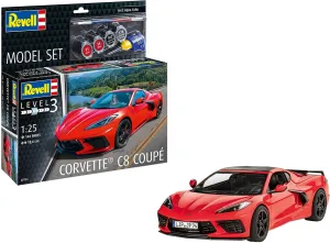 Revell Model Set 67714 Corvette C8 Coupé 1:25 Scale Unbuilt/Unpainted Plastic Model Kit With Accessories