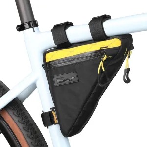 Rhinowalk Bike Frame Triangle Bag, Waterproof Compact Storage Bag with YKK Zippers, Multi-Pocket Design, Doesn’t Rub Legs – 0.9L, Black Yellow