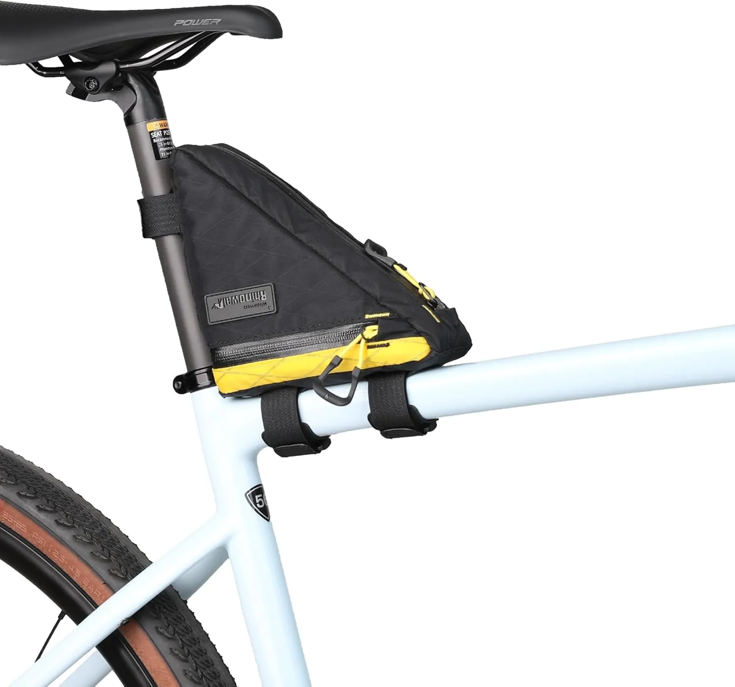 Rhinowalk Bike Frame Triangle Bag, Waterproof Compact Storage Bag with YKK Zippers, Multi-Pocket Design, Doesn’t Rub Legs – 0.9L, Black Yellow