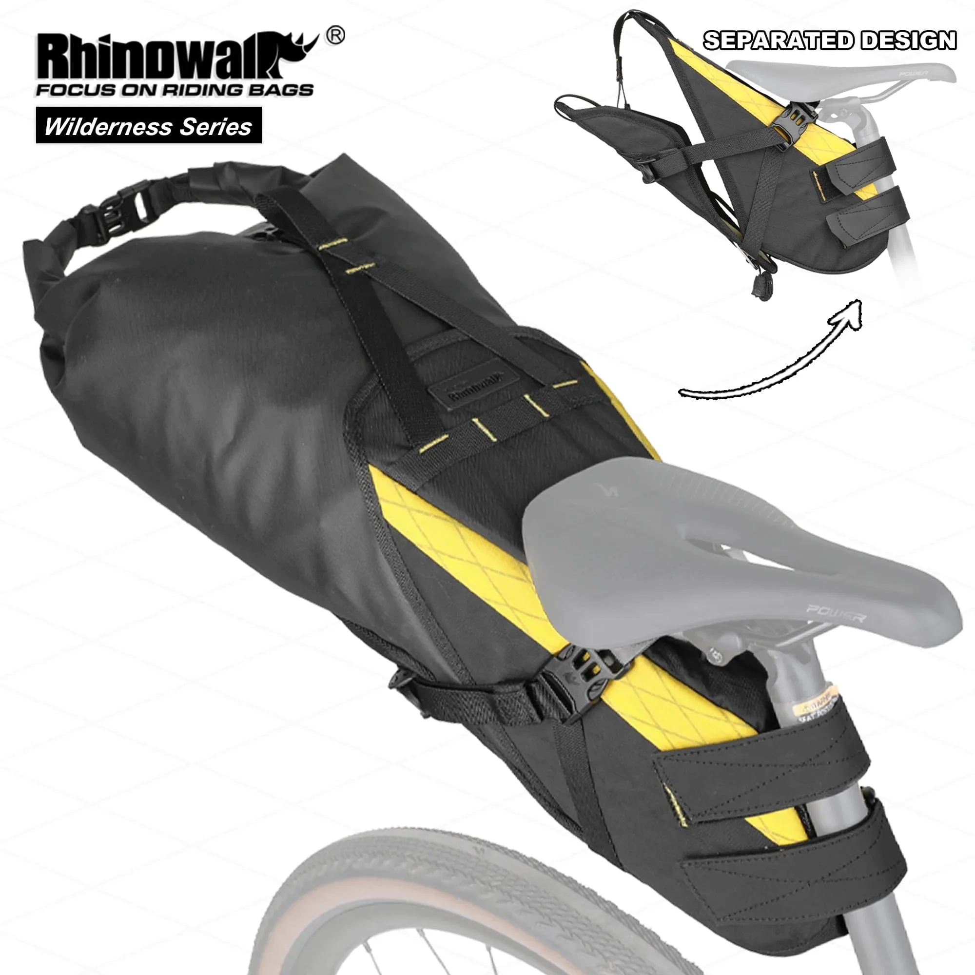 RHINOWALK - Wilderness Series - 14L Waterproof Bike Saddle Bag – With removable Dry Bag