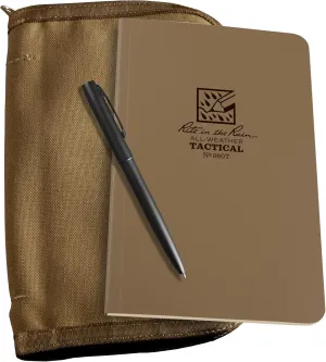 Rite in the Rain Weatherproof Tactical Field Kit: Tan CORDURA Fabric Cover, 4.625" x 7.25" Tan Tactical Notebook, and Weatherproof Pen (No. 980T-KIT)