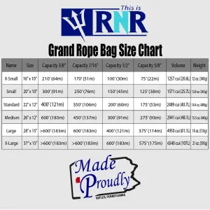 Rock N Rescue Grand Rope Bag with Drawstring Closure - Rock Climbing and Rescue Gear, Heavy Duty Waterproof Nylon Material, 300' of 1/2" Capacity, Medium, Orange