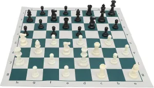 Roll Up Chess Set, 16.5" x 16.5" Roll-up Travel Chess, 32 Tournament Chess with Chess Board and Storage Bag Combo Portable Travel Chess Game Set Chess Board Set for Beginner Kids Adults