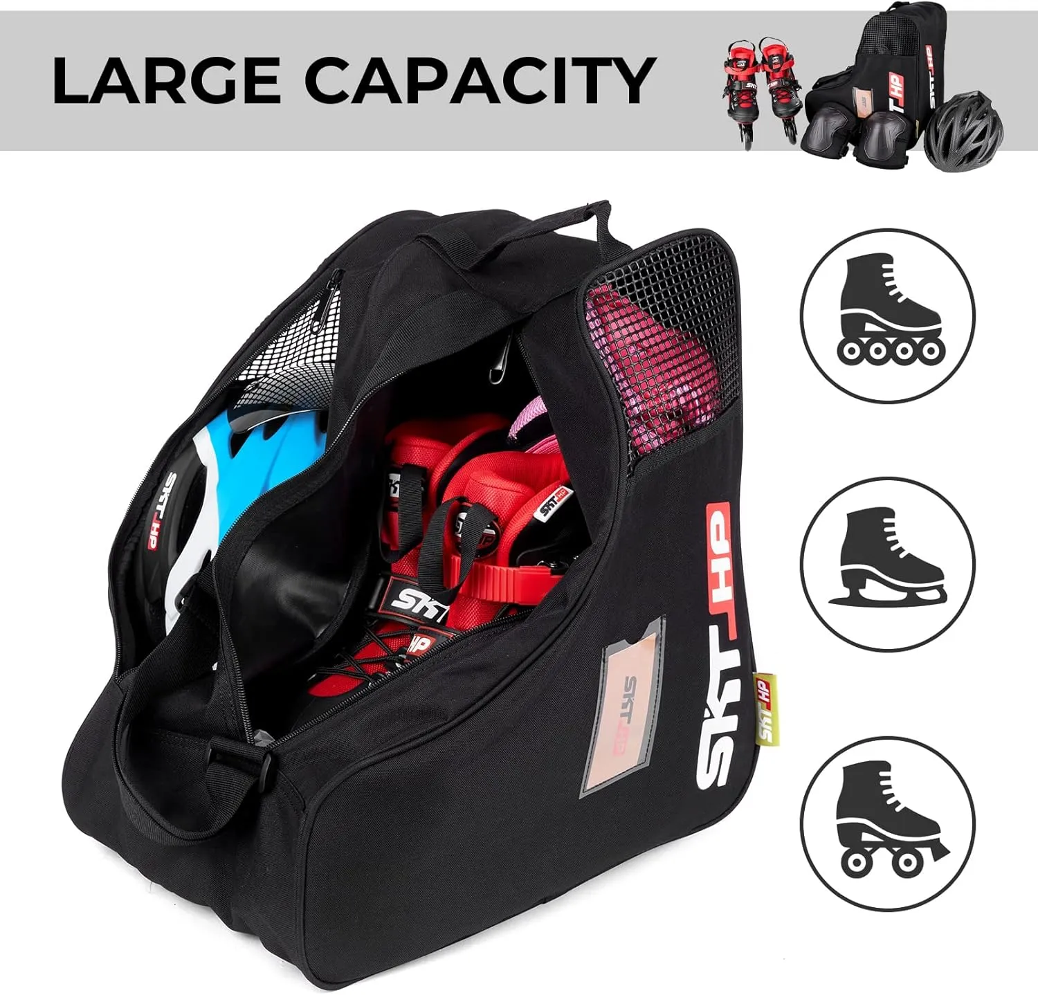 Roller Skate Bag with Adjustable Shoulder Strap for Kids and Adults to Hold Inline Skates and Knee Pads