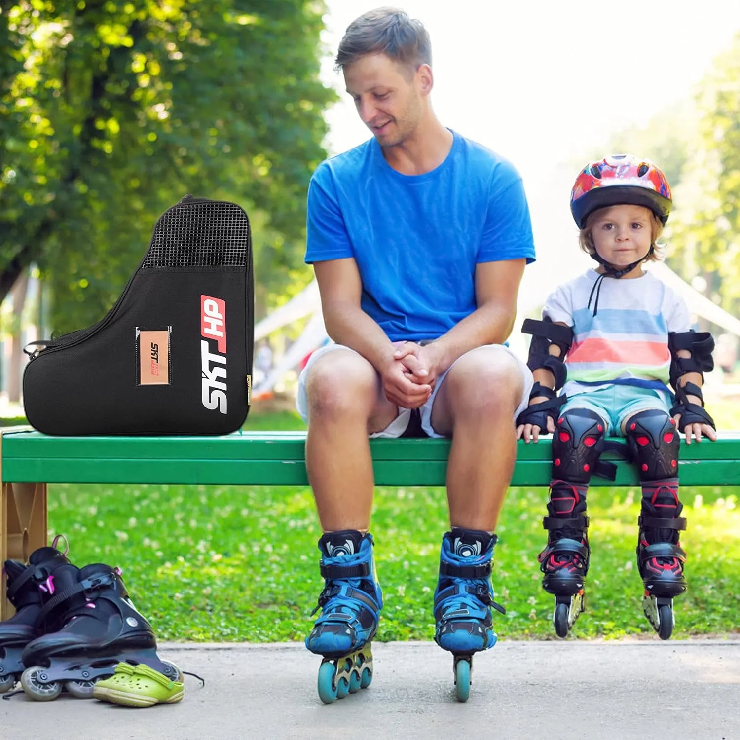 Roller Skate Bag with Adjustable Shoulder Strap for Kids and Adults to Hold Inline Skates and Knee Pads