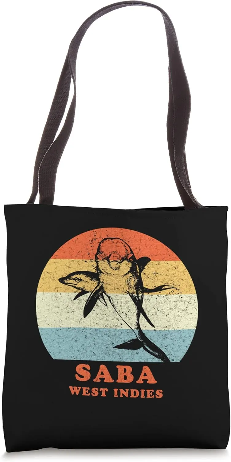 Saba, West Indies Vintage Dolphin - Porpoise Vacation Tote Bag