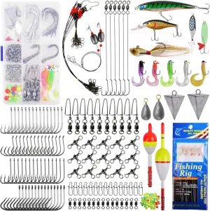 Saltwater Fishing Tackle Box, 212pcs Surf Fishing Gear Kit Saltwater Lures Bait Rigs Bucktail Jigs Spoon Crankbait Pyramid Sinkers Hooks Swivels, Perfect Fishermen Gifts