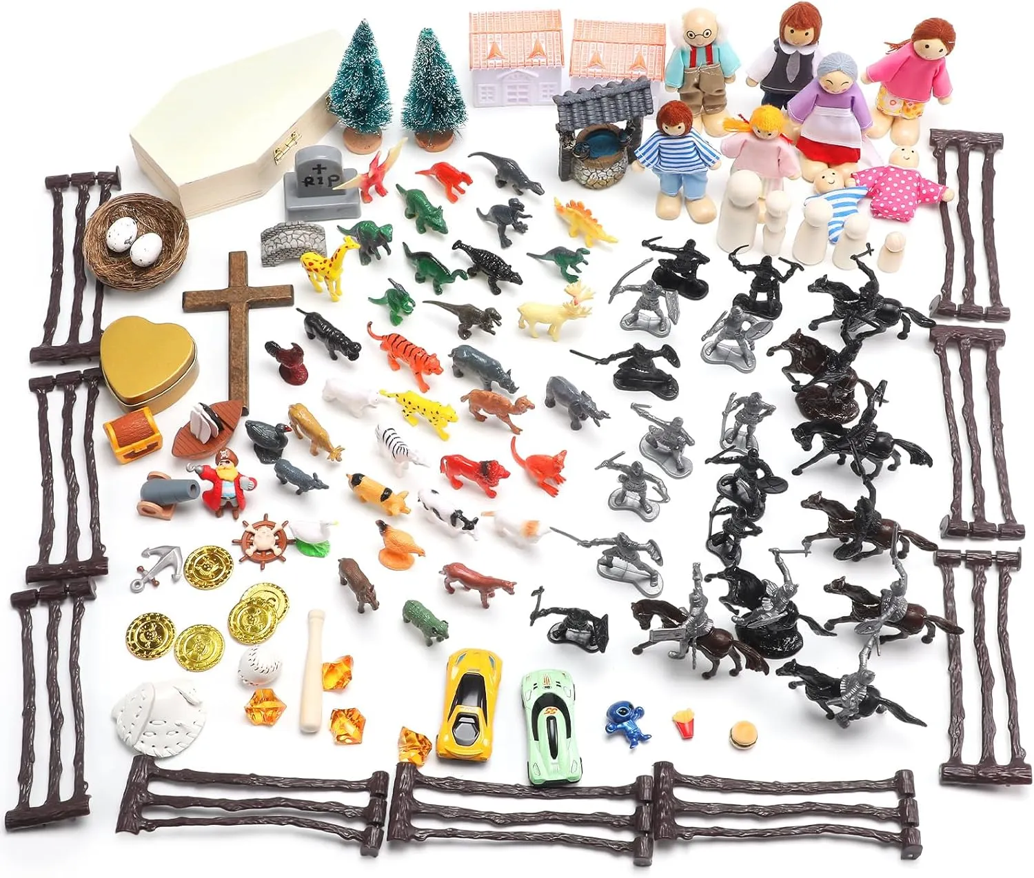 Sand Tray Starter Kit Sandtray Play Basic Portable Therapy Kit Includes 123 Miniatures Religion Nature Fantasy and Many Other Themes Suitable for Psychological Therapy and Sandbox Games