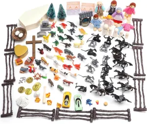 Sand Tray Starter Kit Sandtray Play Basic Portable Therapy Kit Includes 123 Miniatures Religion Nature Fantasy and Many Other Themes Suitable for Psychological Therapy and Sandbox Games
