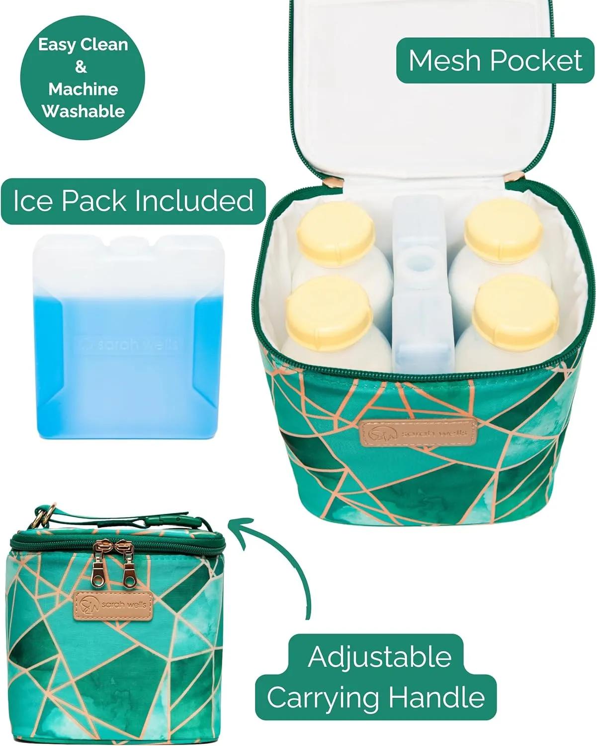Sarah Wells Cold Gold Breastmilk Cooler with Ice Pack