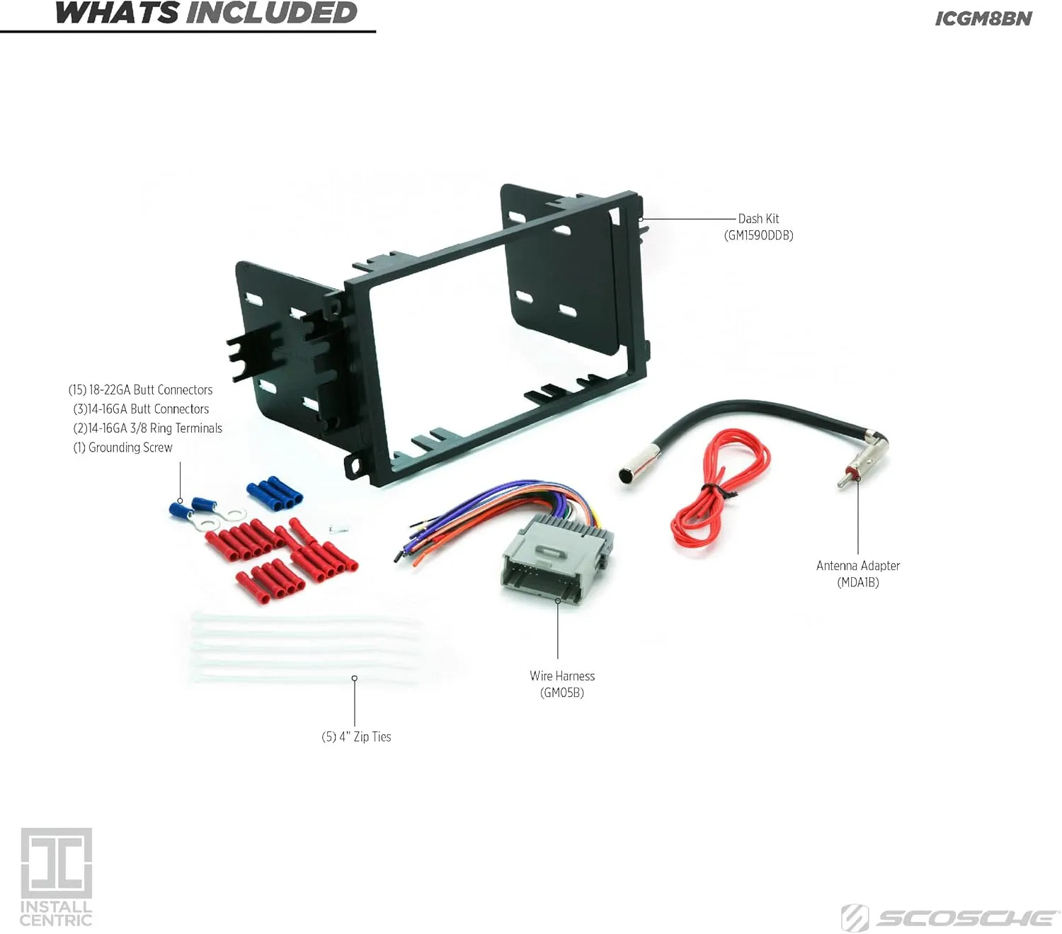 Scosche ICGM8BN Double DIN Radio Installation Dash Kit Compatible with Select 1992-2012 General Motors Vehicles - Complete Basic Aftermarket Car Stereo Install Kit - See Fit Guide Image for Vehicles