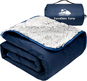 Sherpa Warm Outdoor Camping Blanket - Waterproof Stadium Blanket for Cold Weather, Camp, Sports Mom and Concert - Camping Quilt
