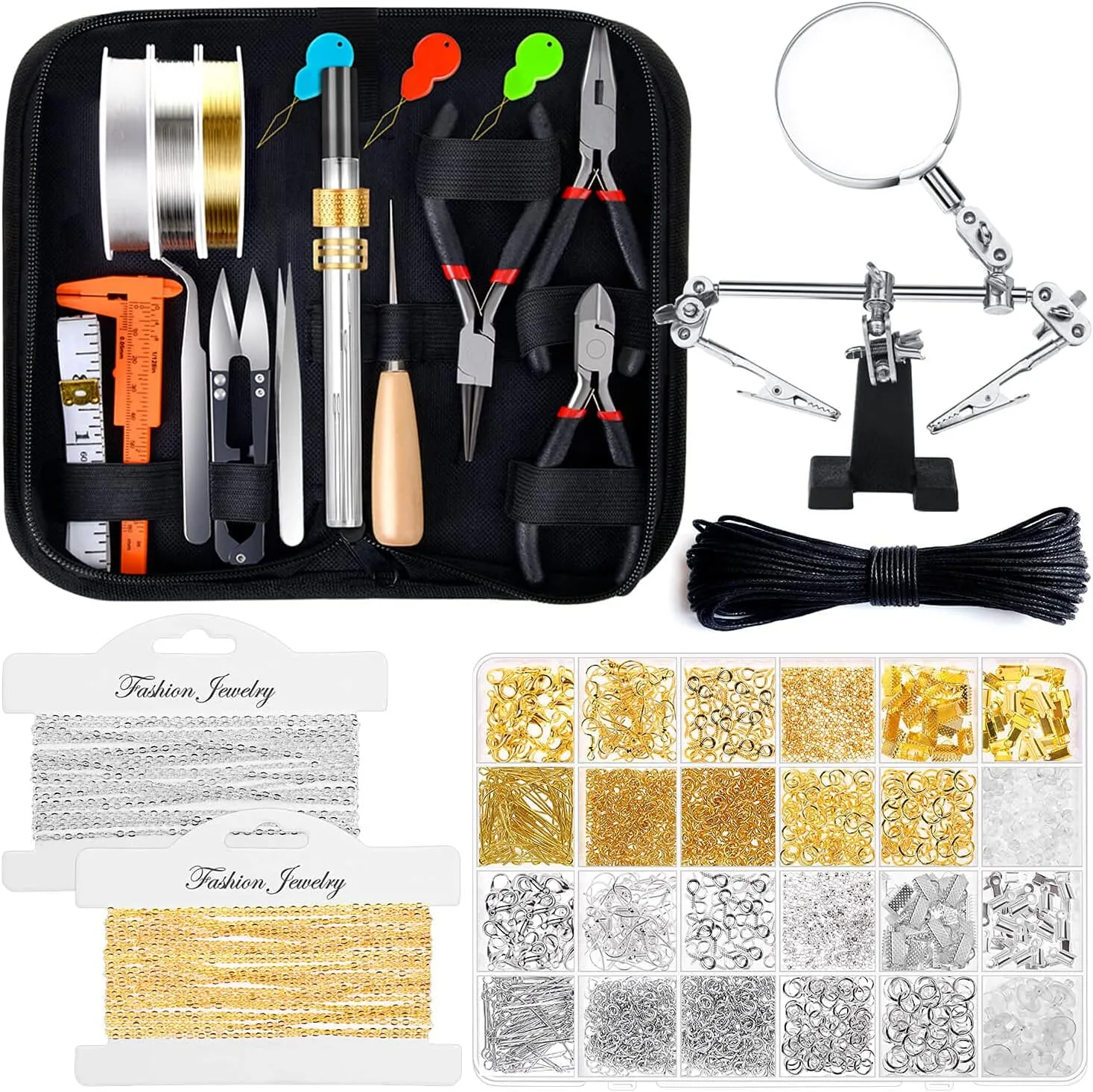 Shynek Jewelry Making Supplies Kits for Adults with Jewelry Making Tools, Earring Charms, Wires, Findings and Helping Hands for Jewelry Making and Repair