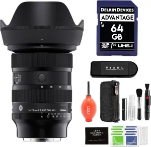 Sigma 24-70mm f/2.8 DG DN II Art Lens for Sony E Mount with Pixel Advanced Accessories & Travel Bundle | 57A965 | Extended 3 Years Sigma Warranty |Sigma 24-70mm f/2.8 DG DN II Art, Black