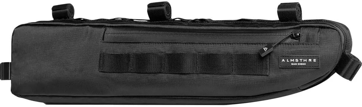 Signature Bike Frame Bag - Midnight Black, Small/Medium Sizing | Durable Recycled Ripstop Material, Waterproof Zippers & Customizable Design for Essentials