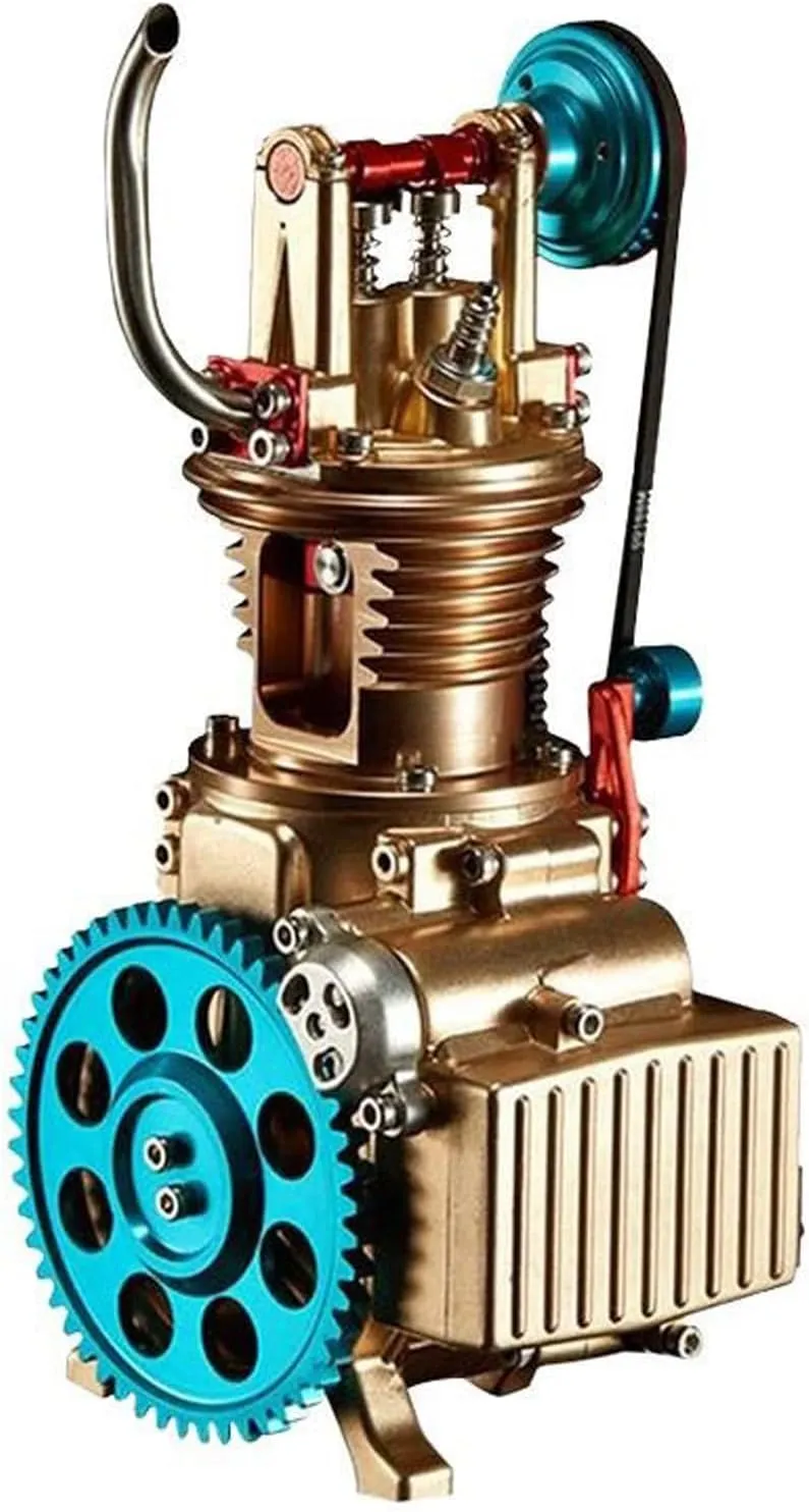 Single Cylinder 4 Stroke Cylinder Engine Model Kit, Mini Internal Combustion Machinery Motor Simulation Electric Metal DIY Assembly Physics, for Gifts Science Enthusiasts Education Educational Toys