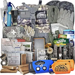 Sirius: Pre-Packed Bug Out Bag - 72 Hour Kit for 2 People - Bugout Backpack Survival Kit - Premium 50L Go Bag Tactical Backpack - Essential Bug Out Gear - Upgraded Survival Backpack