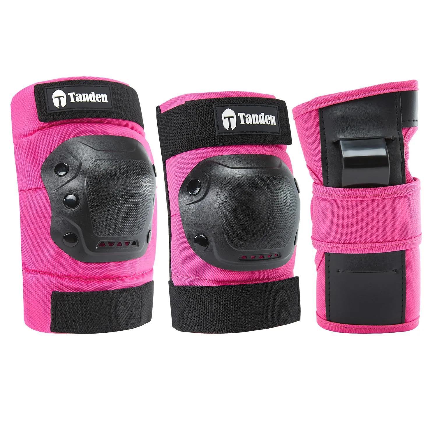 Skateboard Protective Gear Youth Knee and Elbow Pads Set, Wrist Guards for Roller Skating and Skateboarding - Pink