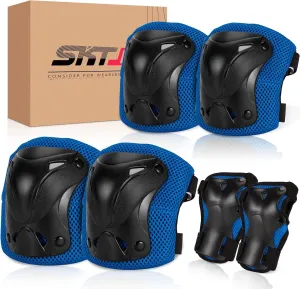 SKT HP Protective Gear for Adults, Knee Pads Elbow Pads Wrist Guards for Inline Skating Biking Skateboarding