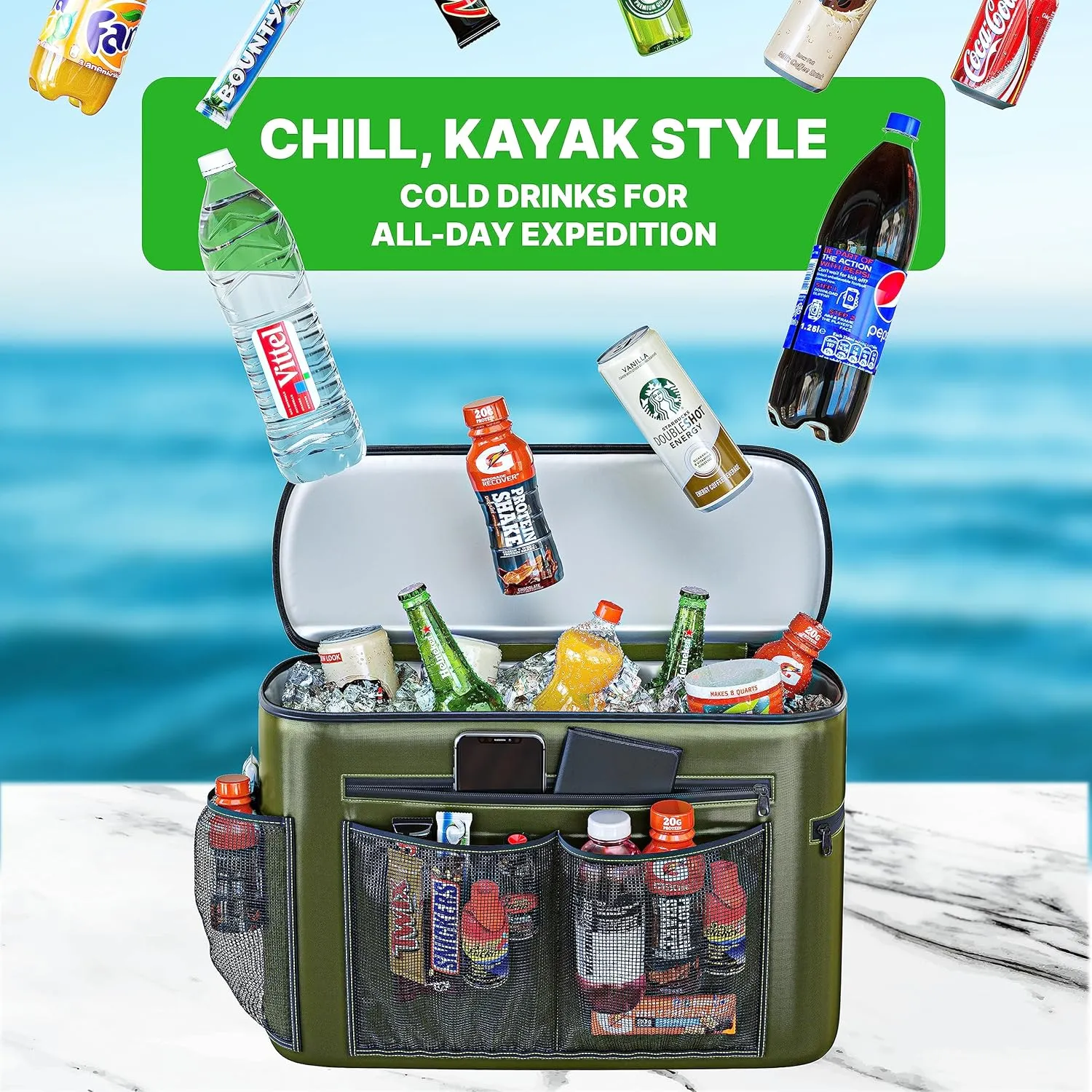 Skywin Kayak Cooler Behind Seat, Waterproof Cooler for Kayaking, Compatible with Lawn Chair Style Seats, Stores Drinks and Keeps Them Cool All Day