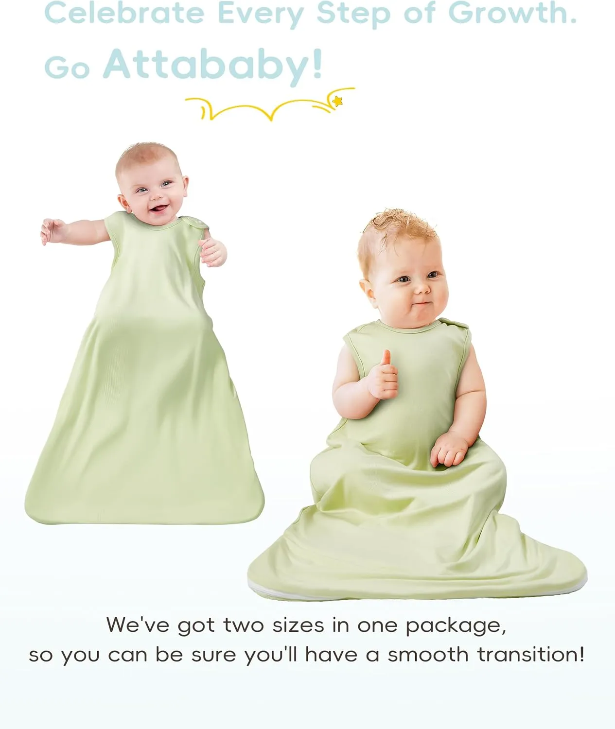 Sleep Sacks, 2-Pack Growing Set, Baby Wearable Blanket for Newborns, Infant Sleep Bag