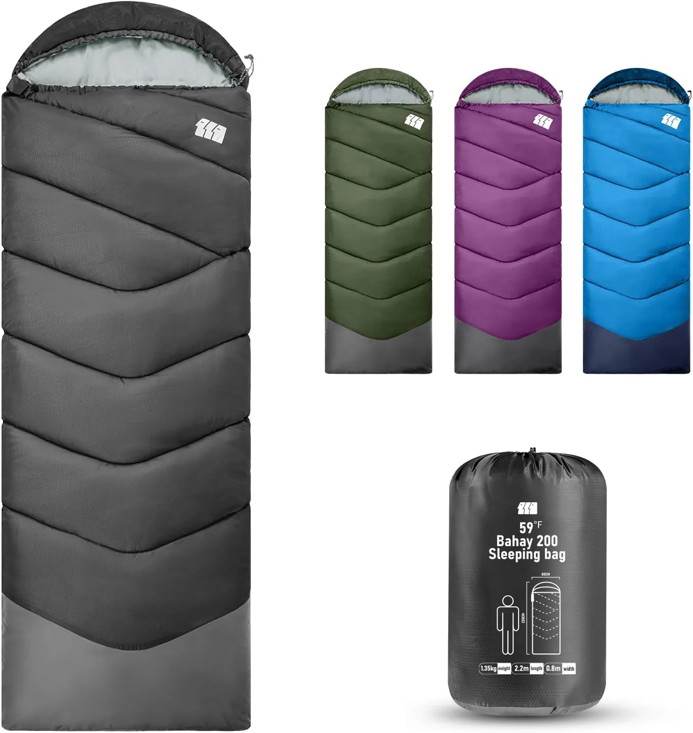 Sleeping Bags for Adults Warm Weather, 40F Degree Sleeping Bags, Portable, Waterproof, 3lb Lightweight Sleeping Bag for Tall Girls Boys with Compression Sack for Warm Camping, Hiking, Outdoor & Indoor