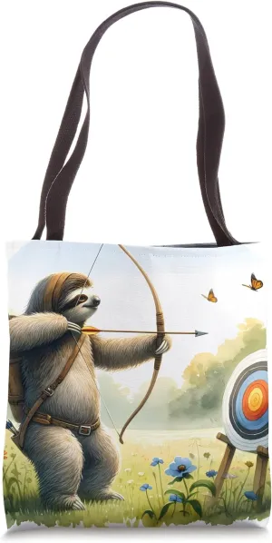 Sloth Practices Archery. Archery Gear Quiver Wildflowers Tote Bag