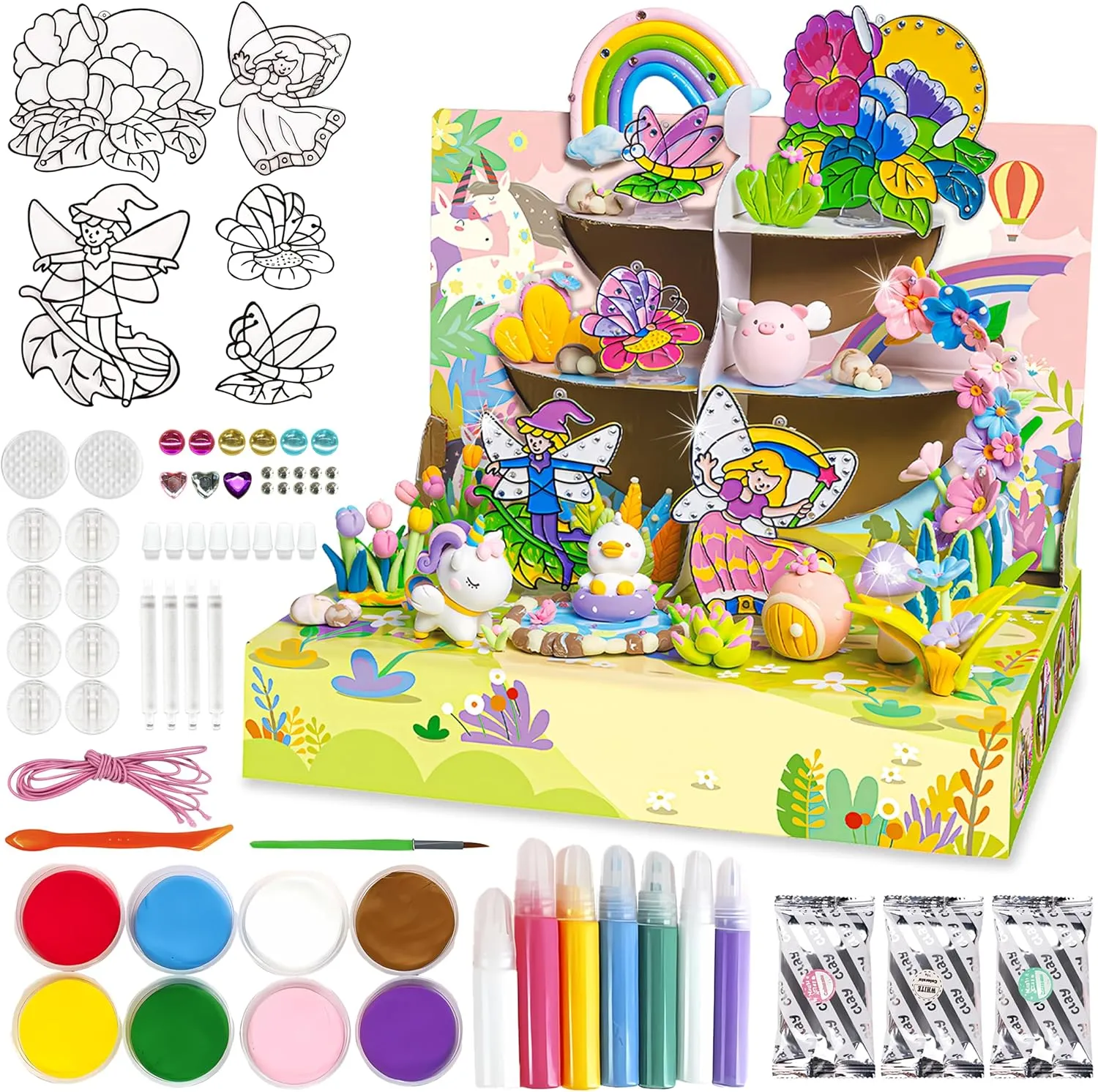 SMILESSKIDDO Air Dry Clay Arts and Crafts for Kids Ages 8-12, Modeling Clay Kit and Suncatcher Kit DIY for Girls and Boys Age 6-12, Decorations Birthday Christmas Gift for Adult