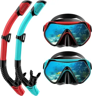 Snorkeling Gear for Adults, Dry-Top Snorkel Set Scuba Diving mask, 180°Panoramic Wide View Professional Snorkeling Gear Breathing Freely Snorkel Mask