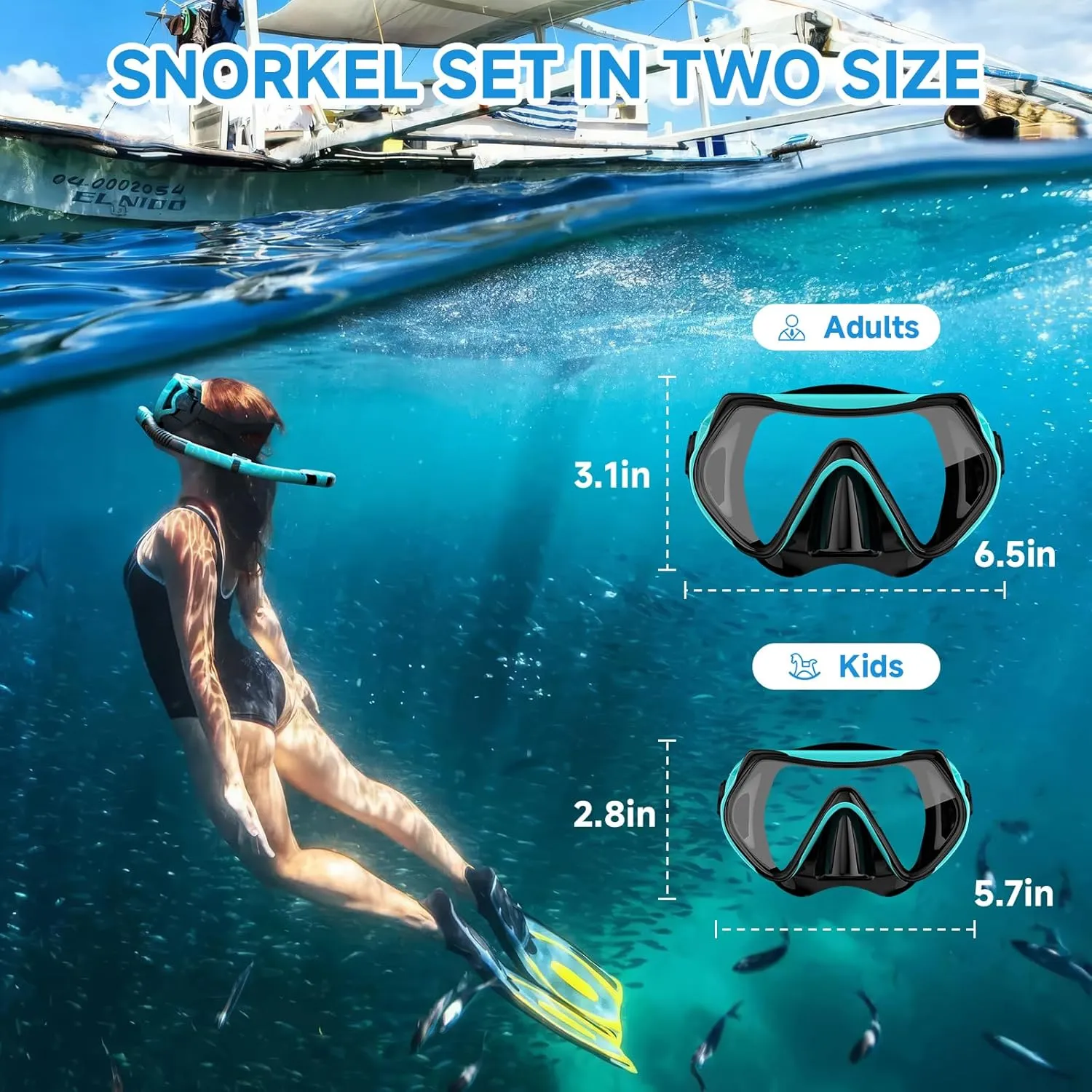 Snorkeling Gear for Adults, Dry-Top Snorkel Set Scuba Diving mask, 180°Panoramic Wide View Professional Snorkeling Gear Breathing Freely Snorkel Mask