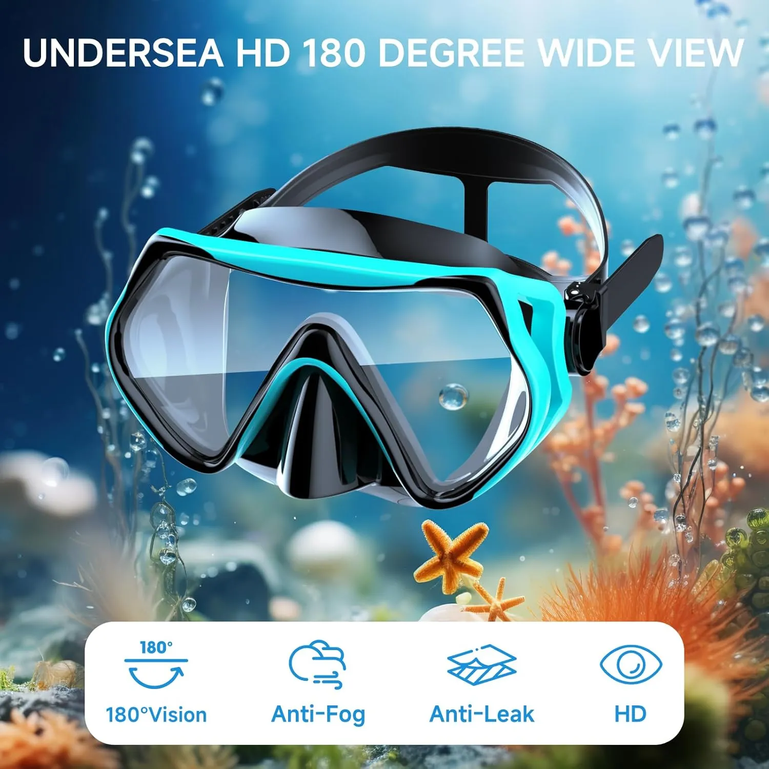 Snorkeling Gear for Adults, Dry-Top Snorkel Set Scuba Diving mask, 180°Panoramic Wide View Professional Snorkeling Gear Breathing Freely Snorkel Mask