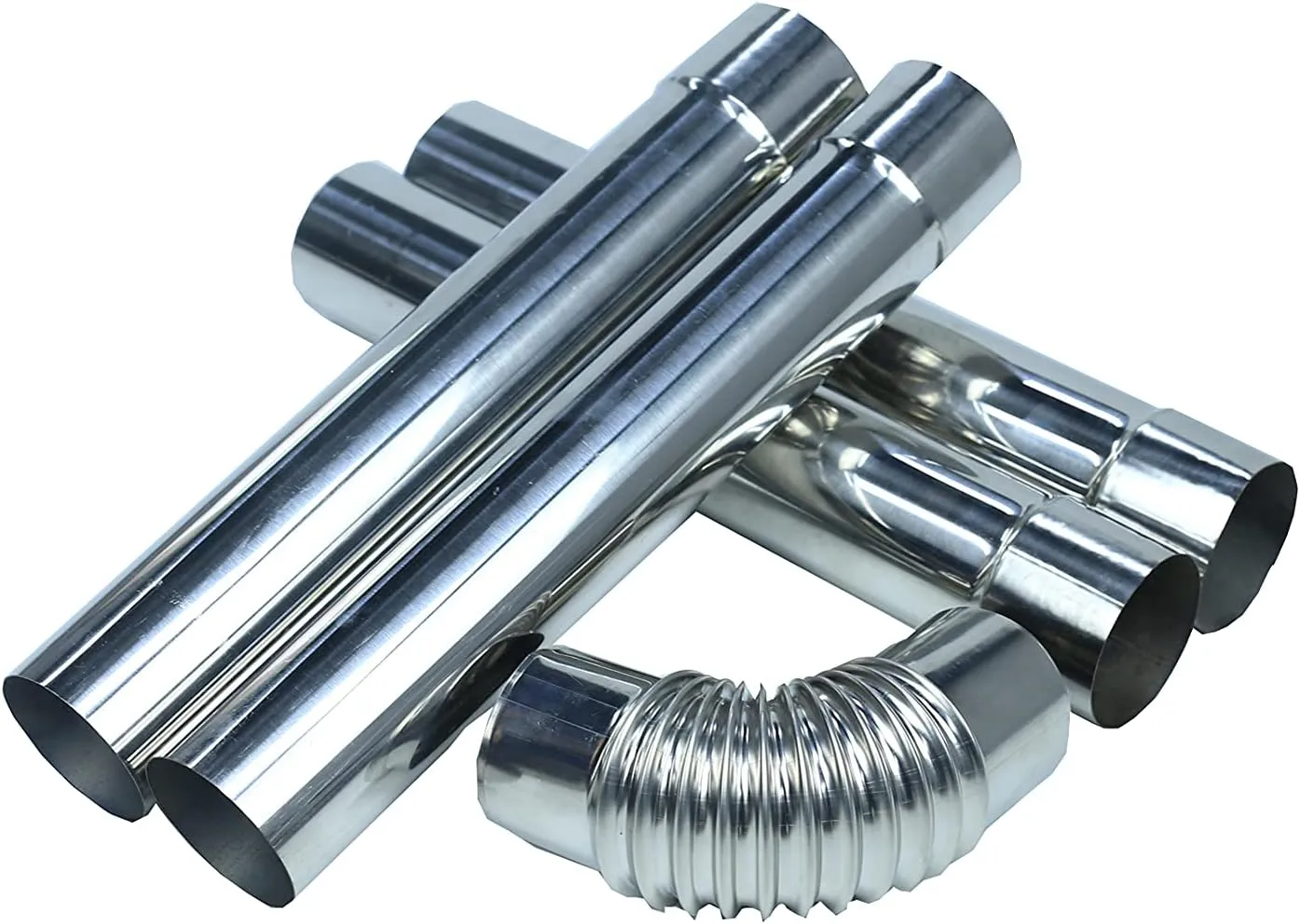 SoloWilder Wood Stove Pipe Flue Extension Stainless Steel Chimney, Diameter 2.36", 4 Straight with 1 Elbow(36cm/14.17in)