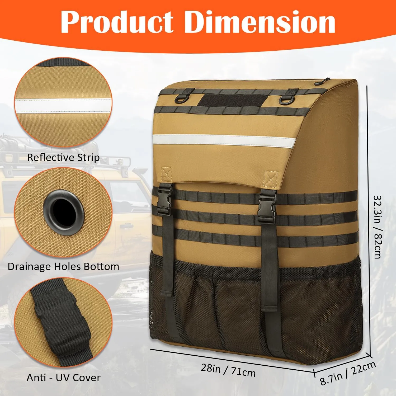 Spare Tire Trash Bag - Heavy Duty Truck Tailgate Trash Bag Large Recovery Gear Firewood Camping Cargo Storage Bag for Jeep Truck SUV Car, Fit up to 40'' Tire